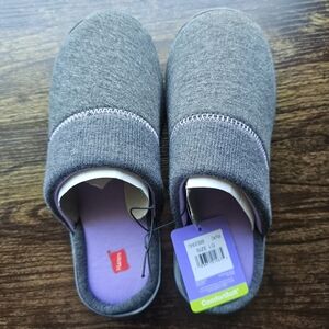 Gray & Purple Hanes Slippers Large Brand New Memory Foam